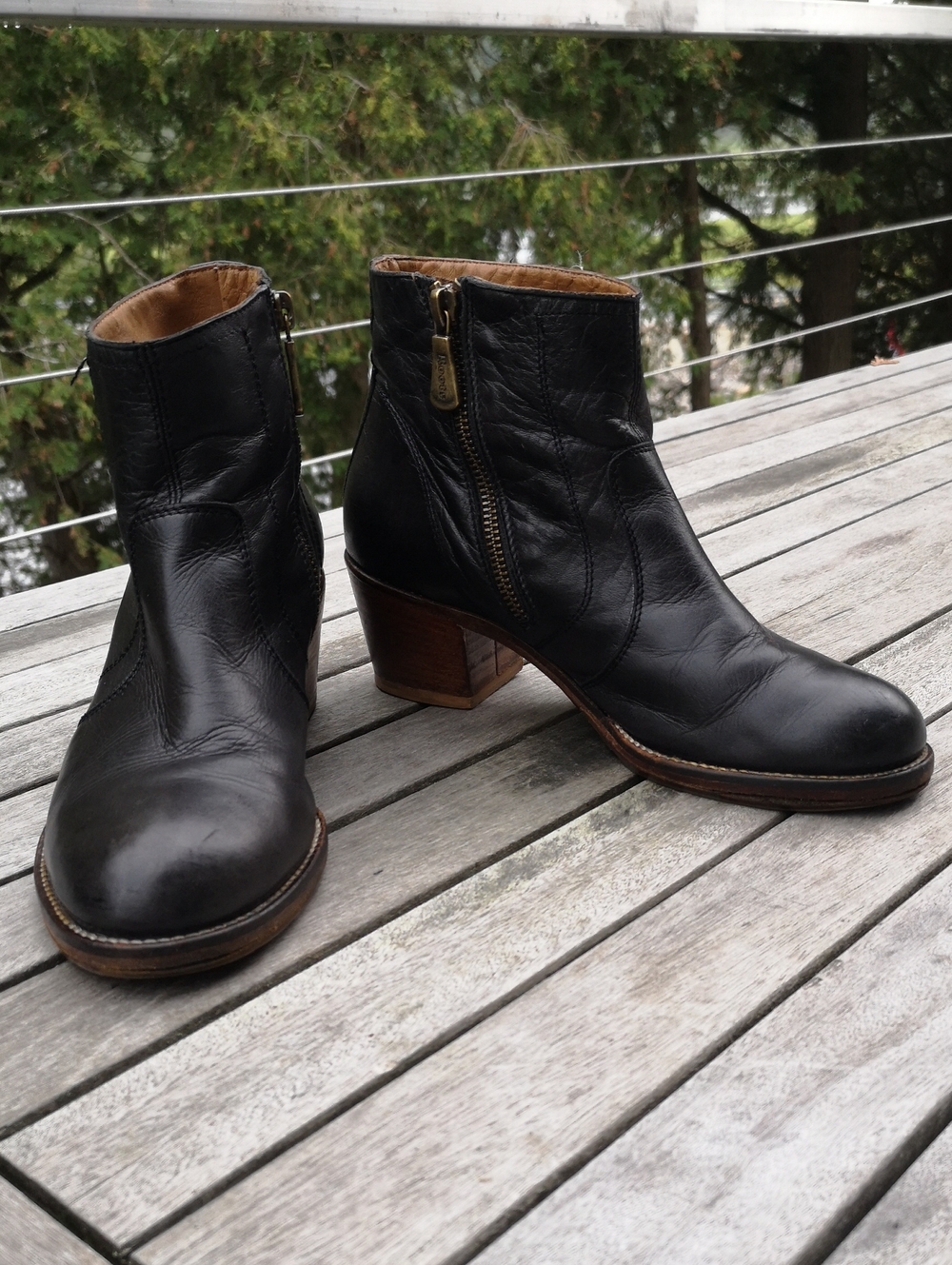 Roots black heeled leather ankle boots